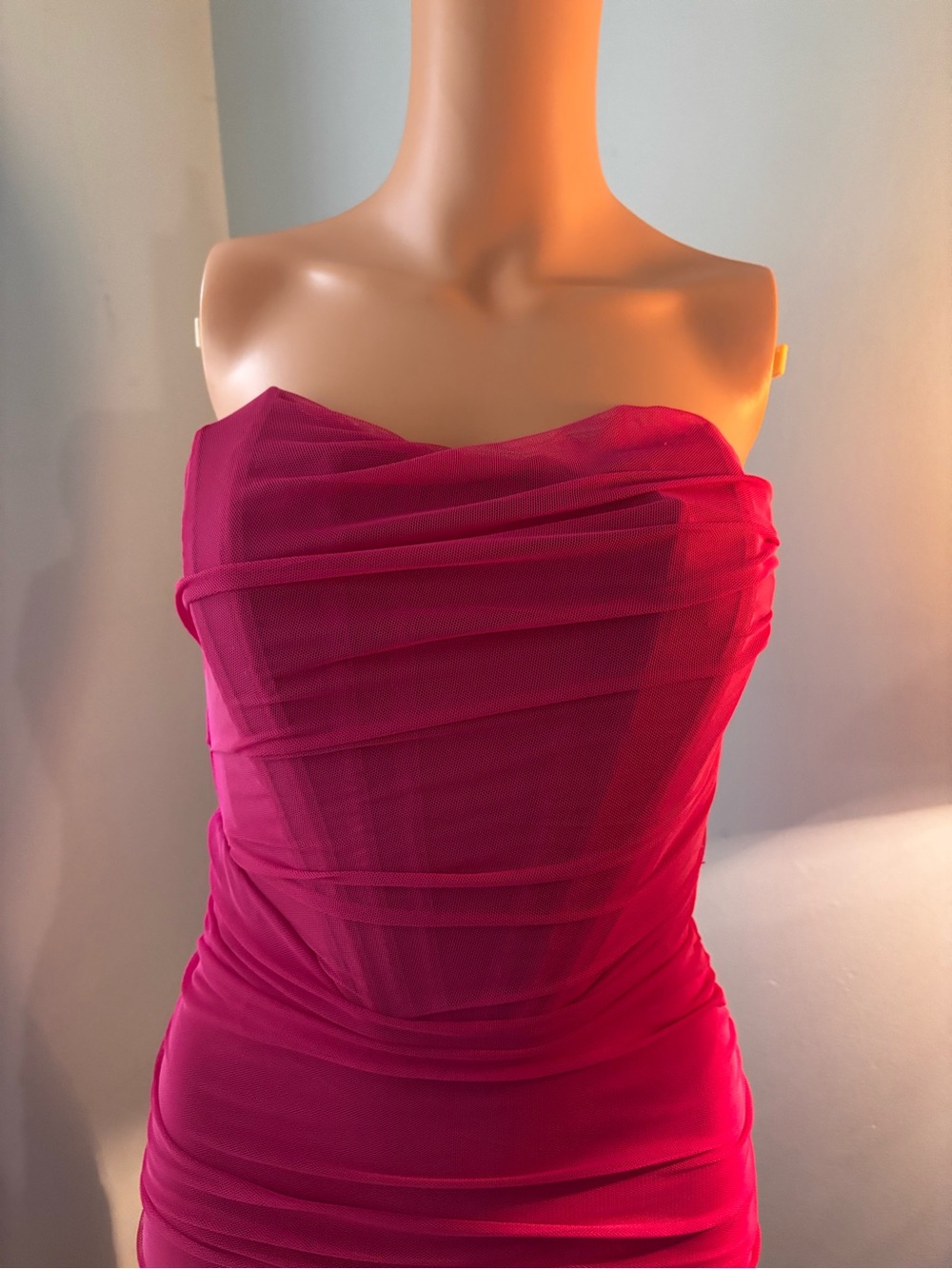 Forever 21 Hot Pink Strapless Ruched Mini Dress - Picture 3 of 8